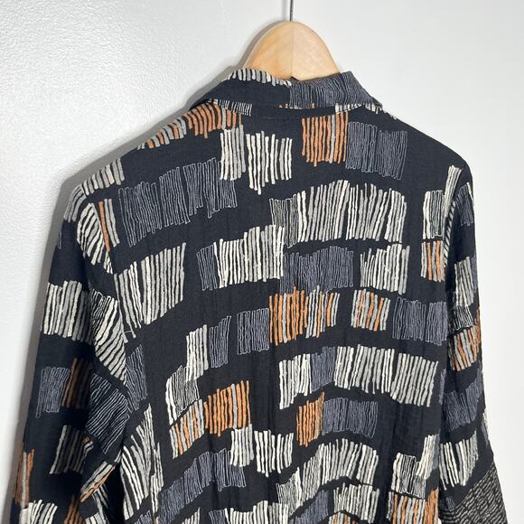 Habitat Clothes To Live In Button Front Tunic Top Womens M Black Lagenlook Artsy - Picture 7 of 10